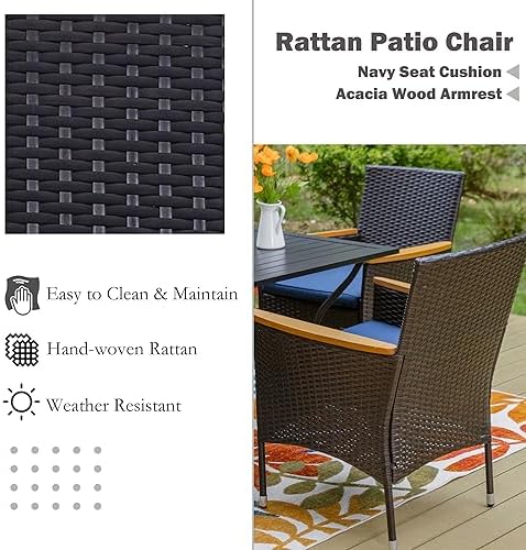 Sophia & William 7-Piece Patio Dining Set, Metal Table, PE Wicker Chairs