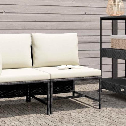 Black PE Rattan Modular Middle Sofa, Powder-Coated Steel Frame, 23.6x23.6x12.6 inch, Weather-Resistant Outdoor Lounge Patio Furniture Sectional Sofa
