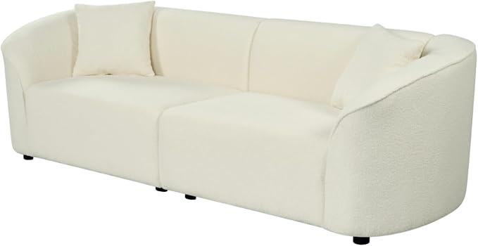 Merax 87" Large Couch, Comfy Upholstered Loveseat with Extra Deep Seats, Boucle Sofa for Living Room Apartment Office, Classic Beige