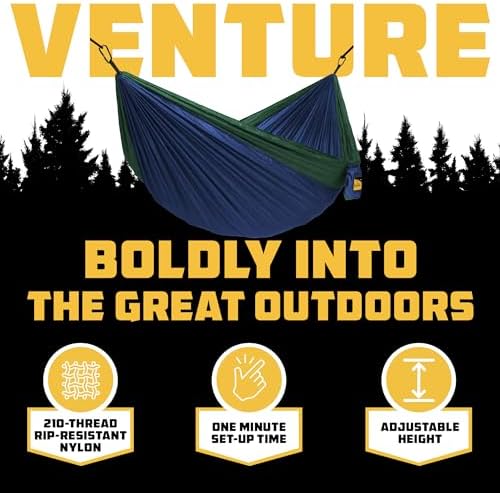 Wise Owl Outfitters Hammock for Camping Double Hammocks Gear for The Outdoors Backpacking Survival or Travel - Portable Lightweight Parachute Nylon DO Navy & Forrest