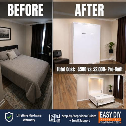 Murphy Bed Twin Size DIY Hardware Kit – Vertical Wall Bed Kit | Twin Murphy Bed Frame - Made in USA - Easy DIY Twin Vertical Murphy Bed Hardware Kit - Hide Away Bed - Space Saving Fold Up