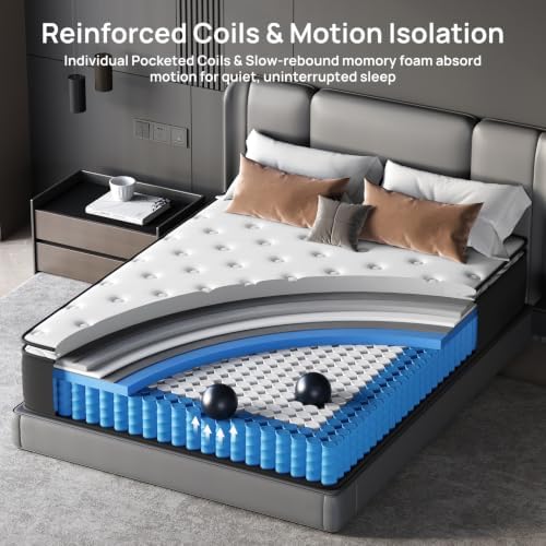 Plush Twin Mattress for Pain and Pressure Relief, 12 inch Hybrid Mattress with Extra Back and Lumbar Support, Fiberglass Free, 365 Nights Trial