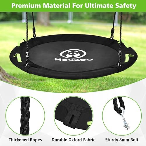 48 Inch Tree Swing, Larger Saucer Flying Swing for Outdoor Backyard, Black