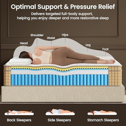 BedStory 14 inch Firm Full Mattress, Deep Sleep Hybrid Mattresses in a Box, Zoned Lumbar Support for & Back Pain Relief, CertiPUR-US Certified, 365 Night Trial, 10-Year Warranty