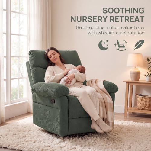 NicBex Manual 360° Swivel Rocker Recliner Chair for Living Room, Green