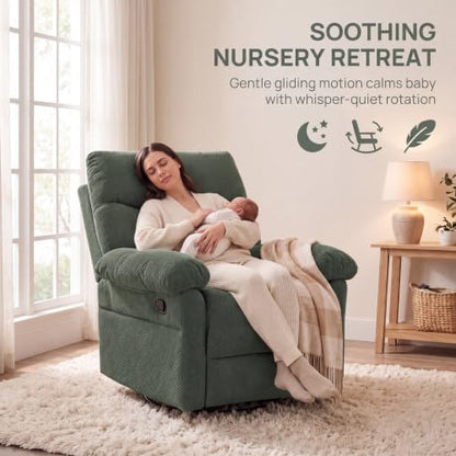 NicBex Manual 360° Swivel Rocker Recliner Chair for Living Room, Green
