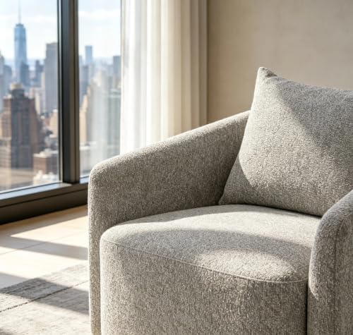 Oversized Boucle Swivel Accent Chair, 40" Wide Upholstered Armchair,5Colors (2, Heather Grey)