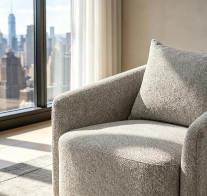Oversized Boucle Swivel Accent Chair, 40" Wide Upholstered Armchair,5Colors (2, Heather Grey)