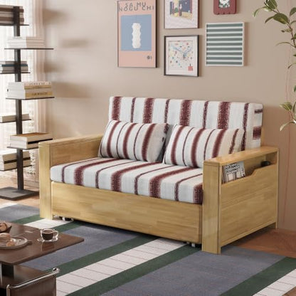59" 3 in 1 Convertible Sleeper Sofa Reversible Chaise, Storage, Wood Frame