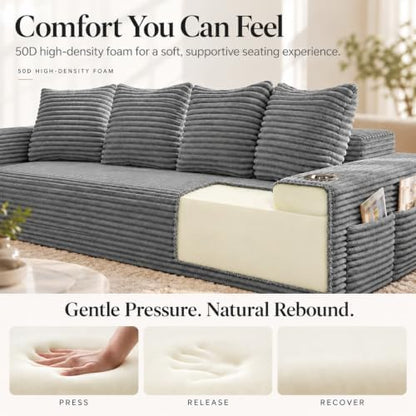 77" Convertible Sofa Bed, Boneless Pull-Out Sleeper Couch, Grey