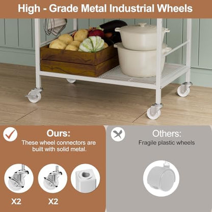 3 Tier Rolling Kitchen Microwave Cart, Utility Cart , Microwave Stand White