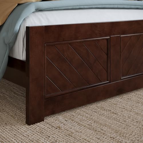 AFI, Berkshire Twin Solid Wood Low Profile Platform Bed with Matching Footboard, Walnut