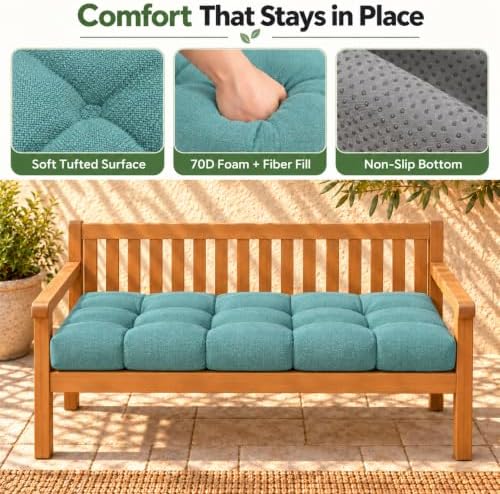 Waterproof Outdoor/Indoor Bench Cushion, 42 x 16 x 4 Inch