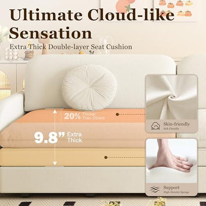 52.4'' Sleeper Sofa Bed Full Size, 3 in 1 Convertible Pull Out Couch, Beige