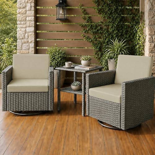 Outdoor Chair Cushions Set of 2, 24 x 24 Inch, Beige, Deep Seat