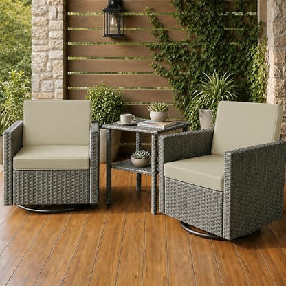 Outdoor Chair Cushions Set of 2, 24 x 24 Inch, Beige, Deep Seat