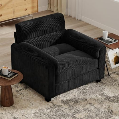 Bonzy Home Modern Accent Chair, Living Room Reading Chair, Corduroy, Black