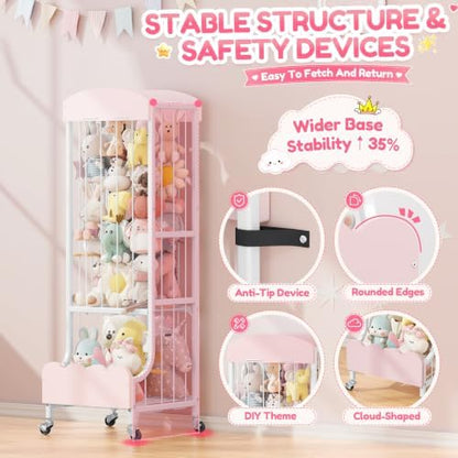 Metal Stuffed Animal Storage with Large Capacity Lockable Wheels