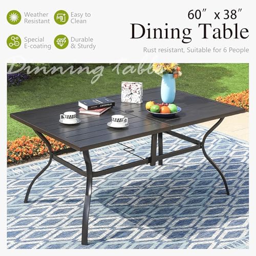 Sophia & William 7-Piece Patio Dining Set, Metal Table, PE Wicker Chairs
