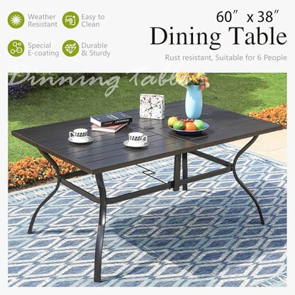 Sophia & William 7-Piece Patio Dining Set, Metal Table, PE Wicker Chairs