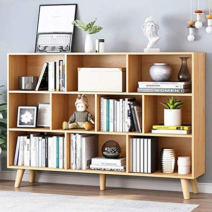 IOTXY Wooden Open Shelf Bookcase - 3-Tier Bookshelf with Legs, Pear Yellow