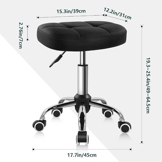 Black Minimalist Swivel Stool with Wheel Perfect for Work SPA Shop Massage Height-Adjustable and Cost-Effective Rolling Stool Chair with Square Seat