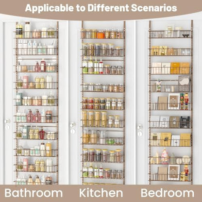 ElegantArray 10-Tier Pantry Door Organizer Hanging Storage Basket Brown
