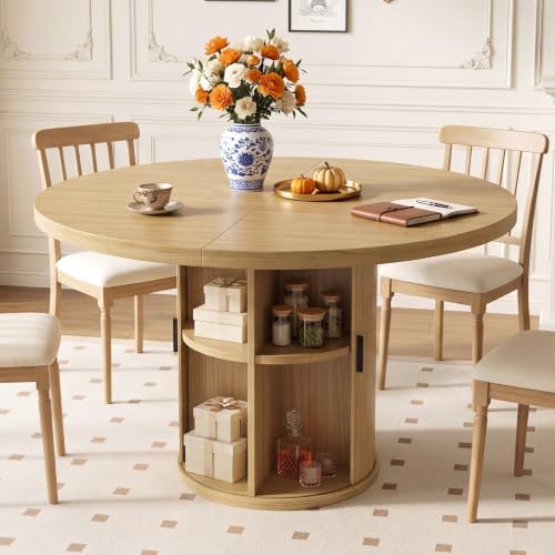 Vipbear 35.5'' Round Dining Table for 2-4 with 2-Tier Storage Shelf
