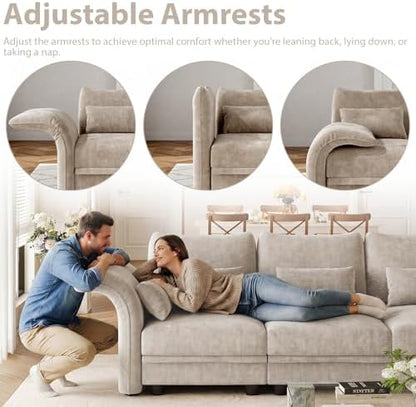Chenille Modular Sectional Cloud Couch with Storage, Oversized 5-Seat