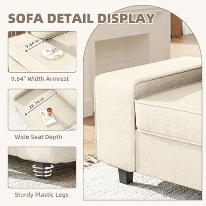 3 Seater Sofa Couch with Deep Seats, 84" Sofa for Living Room, Removable Cover, Chenille Fabric Couches for Living Room, Bedroom, Apartment and Office