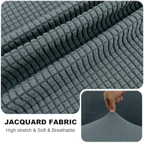 Seat Cushion Cover and Back Covers for Corner Sofa Stretch Jacquard, Non Slip L Shaped Sofa Slipcover with Storage Ottoman, Sectional Couch Cover for Chaise Lounge (Dusty blue,Corner back cover)