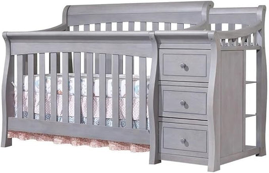 Pemberly Row 73" x 35" 4-in-1 Convertible Crib and Changer Set, Solid Wood Construction, JPMA Certified, Weathered Gray