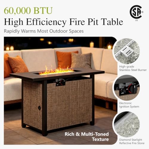 Sophia & William HDPE Patio Furniture Set with 41" Fire Pit, L-Shaped