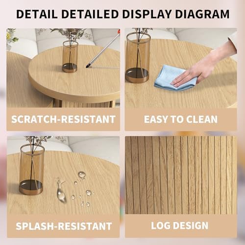 Mxtxmy Round Nesting Coffee Table Set of 2,Coffee Tables for Living Room