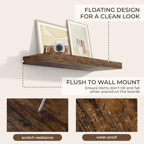 RICHFOCUS Bathroom Floating Shelves for Wall 2Pack|Rustic Brown|28" L