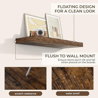 RICHFOCUS Bathroom Floating Shelves for Wall 2Pack|Rustic Brown|28" L