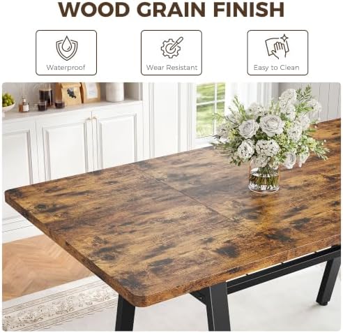 IRONCK 63 Inch Dining Table for 6-8, Kitchen Table with Storage Rack
