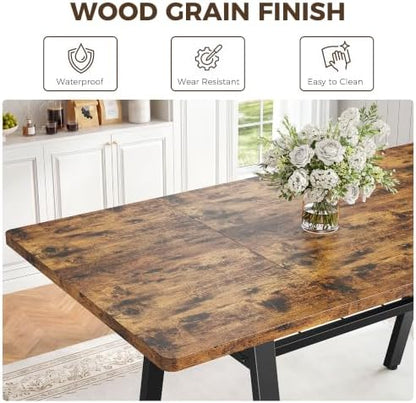 IRONCK 63 Inch Dining Table for 6-8, Kitchen Table with Storage Rack