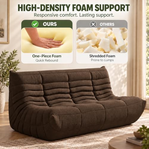YVDNHP Bean Bag Chairs for Adults, 3 Seater Togo Sofa, Memory Foam, Coffee