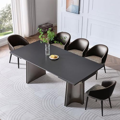Extendable Dining Table for 8-12 Seat, Pure Black