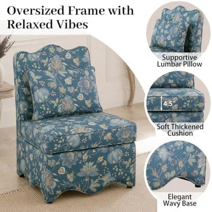 Floral Accent Chairs Set of 6, French-Inspired Lounge Chair