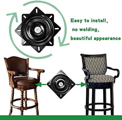 MySit 7" Heavy Duty Bar Stool Swivel Plate Replacement, Square Swivel Mechanism for Recliner Chair or Furniture - Ball Bearing Swivel Boat Seat