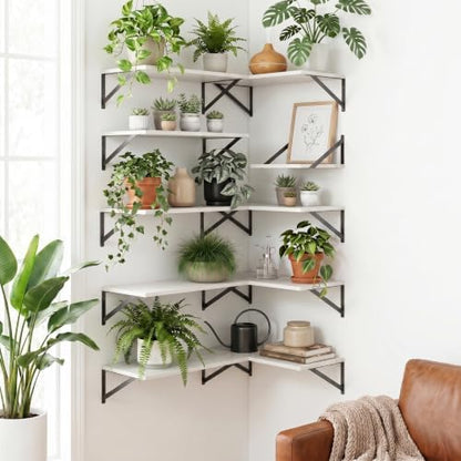 White Floating Shelves Set of 3, 12"W x 10"D Wall Shelf with Bracket