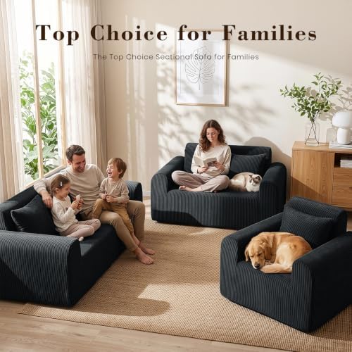 56'' Boneless Loveseat Couch, 2 Seater Boneless Couches for Living Room
