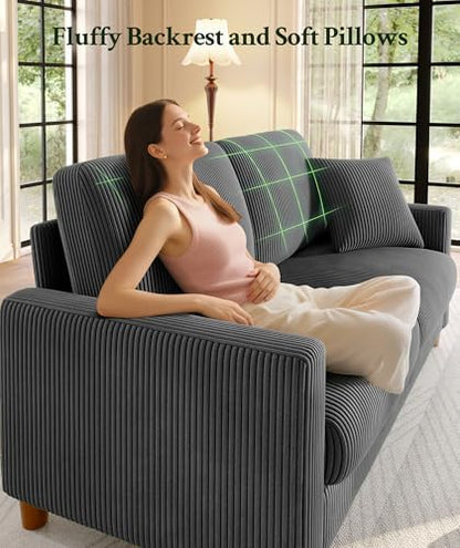 Welzona 70.2" Couches for living room, Comfy Corduroy Couch Set, Sofa Set