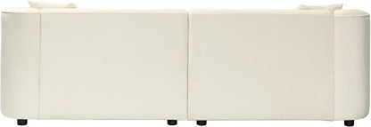 Christopher Knight Home 87.50" Velvet Curved Oversized 2 Seater Sofa, Upholstered Couch Chair, Soft Seating Lounge Sofa, Cozy Loveseat with Armrest, Reading Loveseat for Living Room, Home Rest, Cream