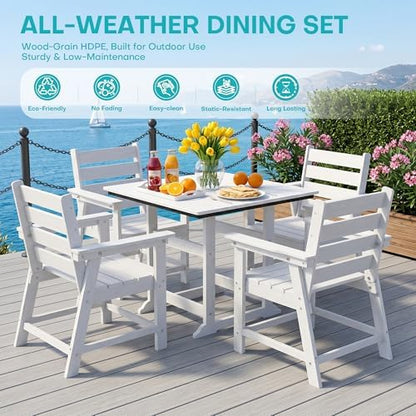 HDPE Outdoor Dining Set, Patio Dining Set of 8, White