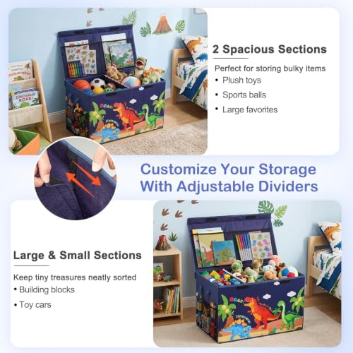 Toy Box with Adjustable Divider Large Toy Chest Storage for Nursery Kidroom