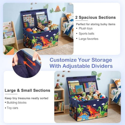 Toy Box with Adjustable Divider Large Toy Chest Storage for Nursery Kidroom