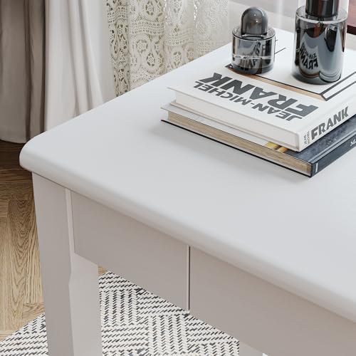 100% Solid Wood Desk with Drawers 39 Inch Small Desk